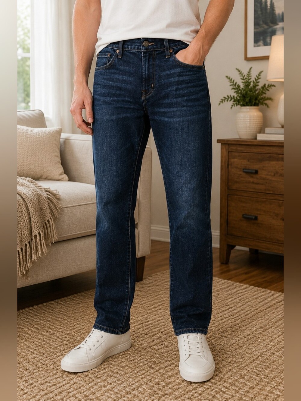 American Eagle Men’s Dark Wash Straight Leg Jeans 34x30